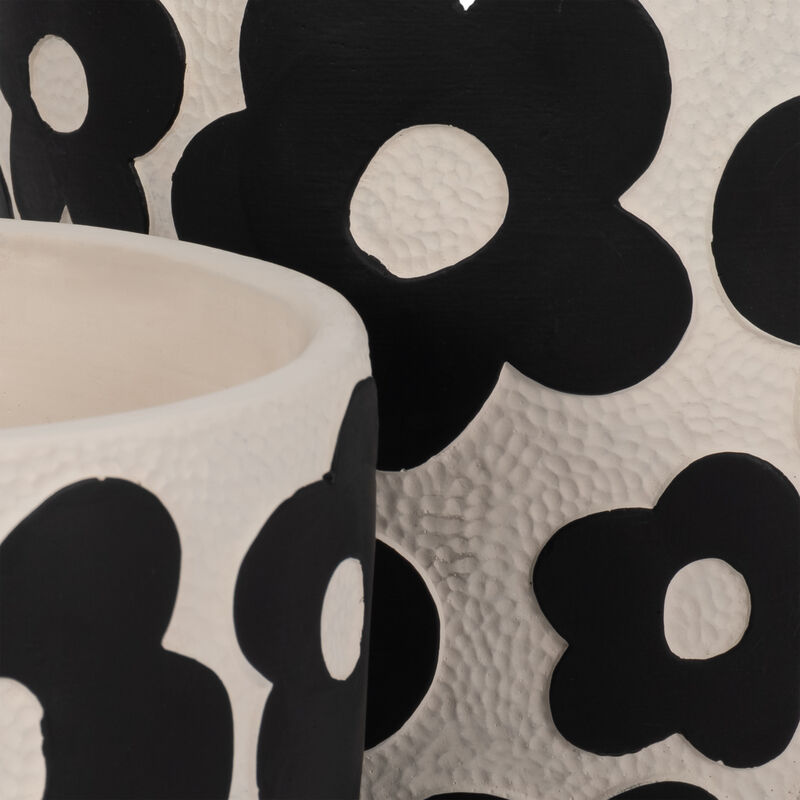 S/2 Blk Flwr Pottery Planters