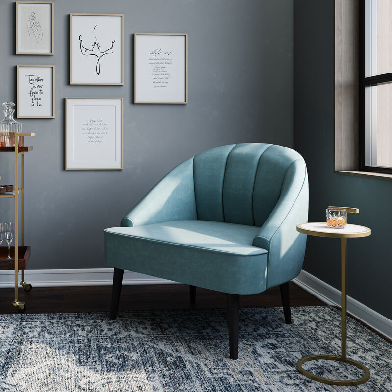 Brook Contemporary 10 inch Wide Metal C Side Table in White/Gold