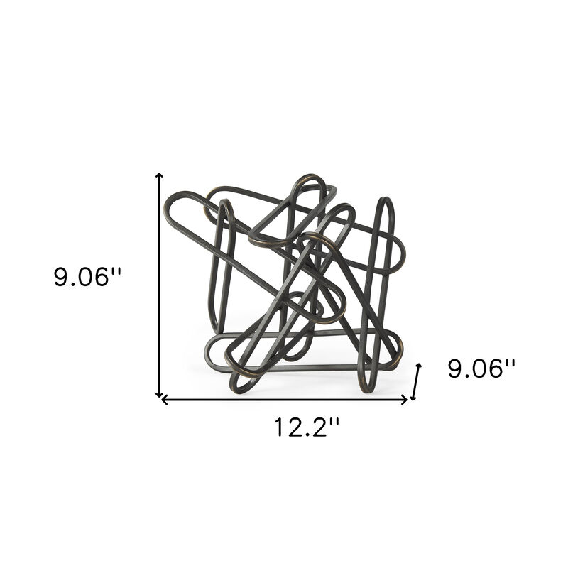 HomeRoots 12" Black Metal Abstract Tabletop Sculpture image number 3