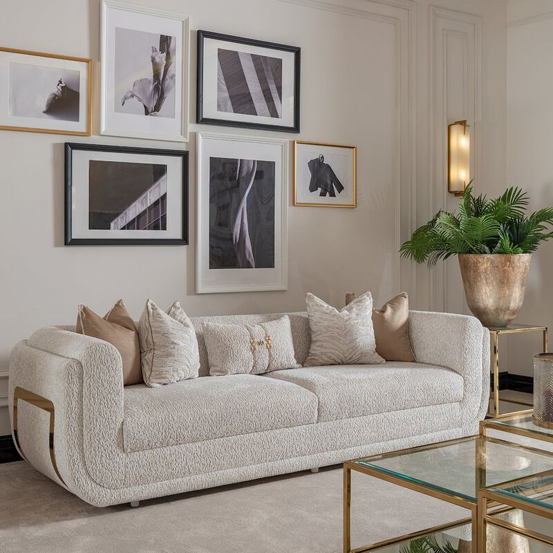 Michael Amini Savannah Breeze Mansion Sofa - Cashmere/Bright Gold image number 6