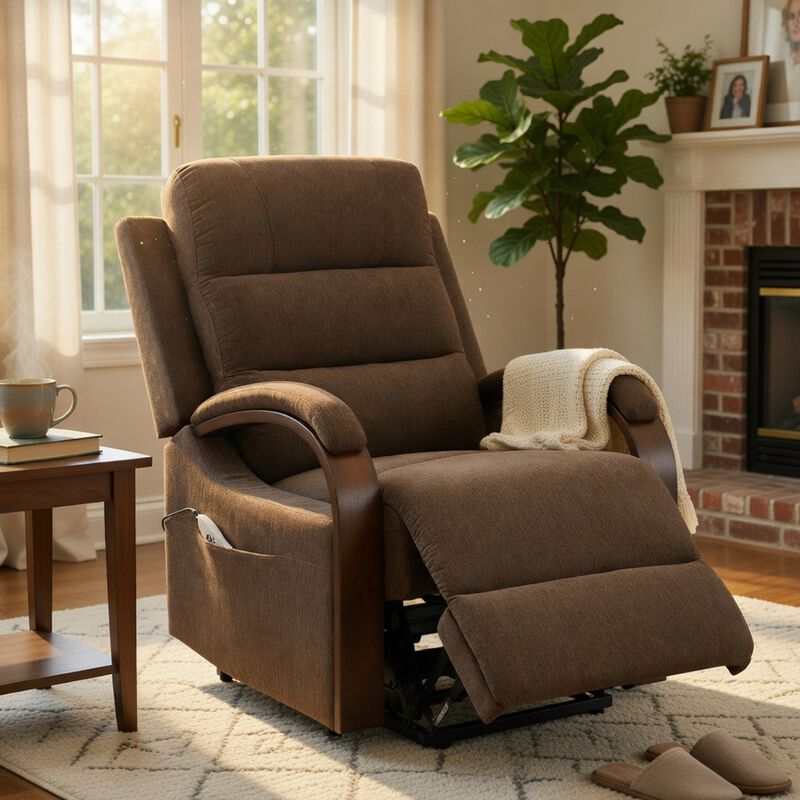 Jea Power Recliner Armchair with Lift Heating Massage, Chenille Fabric image number 8