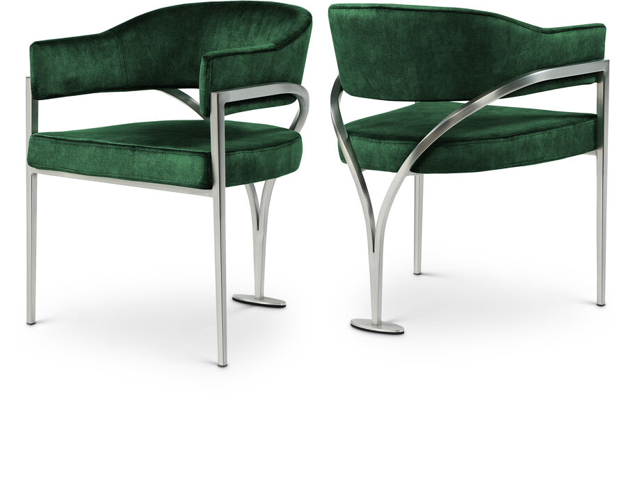 Meridian Furniture Madelyn Green Velvet Dining Chair, Set of 2