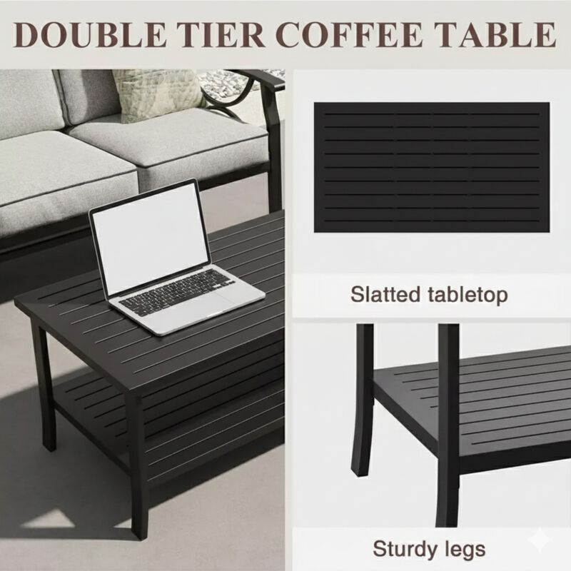 Tobuf 4-Piece Metal Patio Furniture Set image number 7
