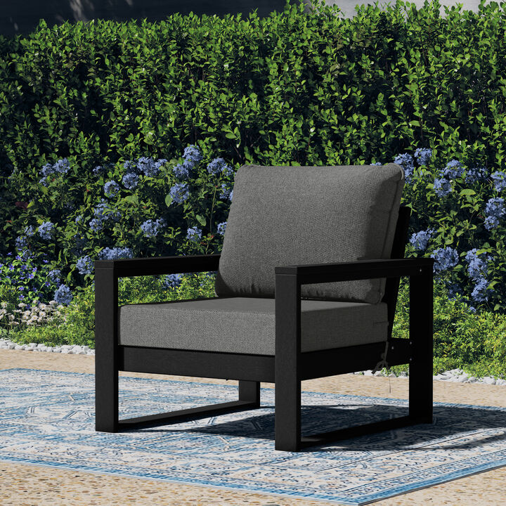WestinTrends Outdoor Modern HDPE Patio Club Chair with Waterproof Deep Seat Cushions
