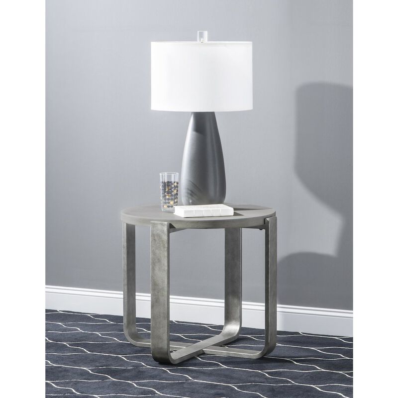 Legacy Classic Terra Luna Round Side Table W. Metal Base