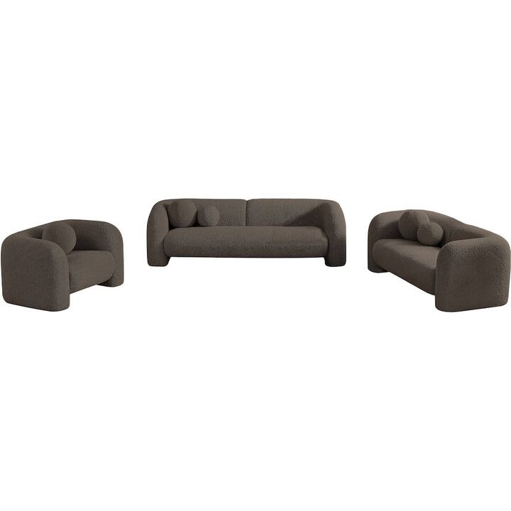Meridian Furniture Emory Brown Boucle Fabric Loveseat