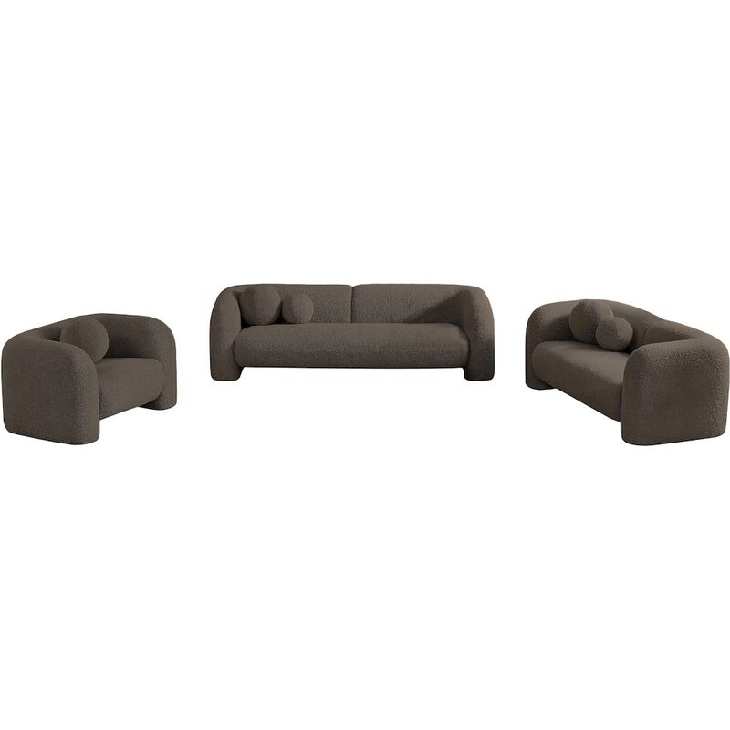 Meridian Furniture Emory Brown Boucle Fabric Loveseat