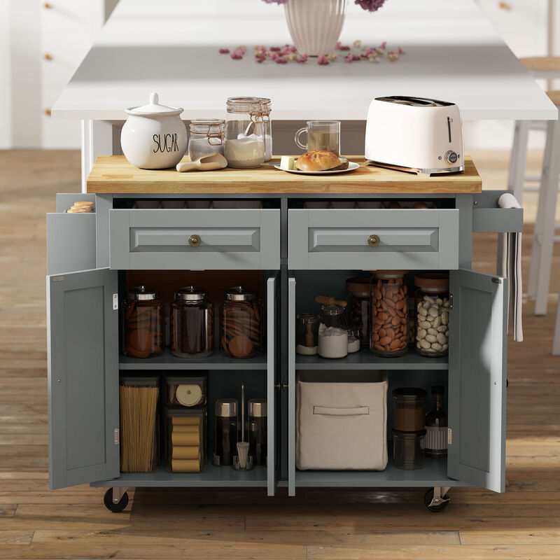 Space-Saving Kitchen Island &ndash; Freestanding Storage Cupboard with Multiple Shelves image number 6