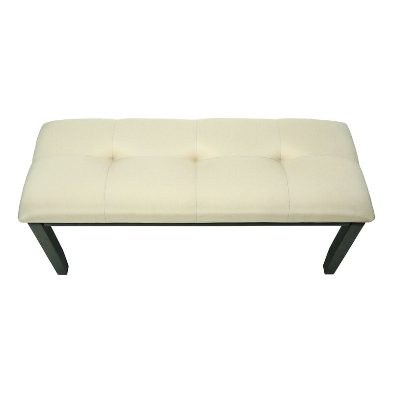 Monarch Specialties I 1377 - Bench, 44" Rectangular, Dining Room, Entryway, Kitchen, Hallway, Upholstered, Wood, Cream Fabric, Grey Solid Wood, Transitional
