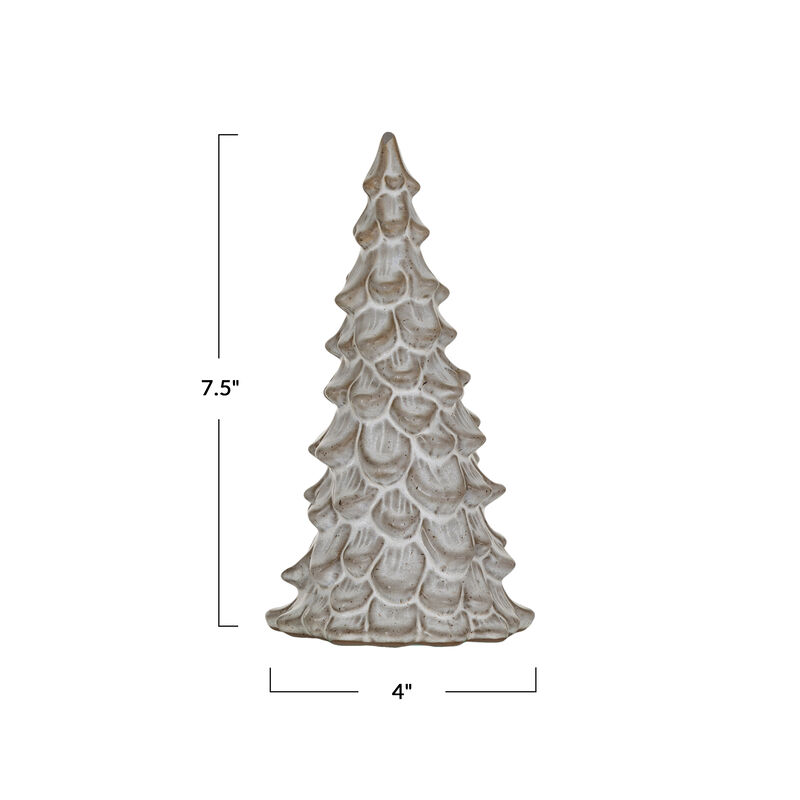 Compact Stoneware Tree with Reactive Glaze, Cream image number 1