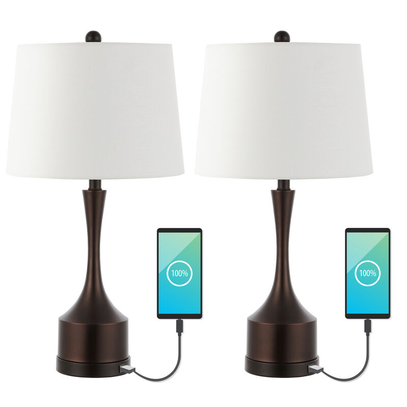 Cooper Classic French Country Iron LED Table Lamp with USB Charging Port (Set of 2)