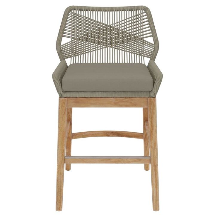 Teak, Rope Outdoor Counter Stool, Weather-Resistant Material, Patio Use