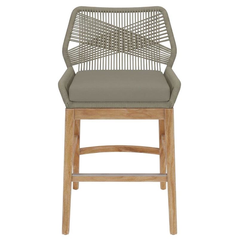 Teak, Rope Outdoor Counter Stool, Weather-Resistant Material, Patio Use image number 1