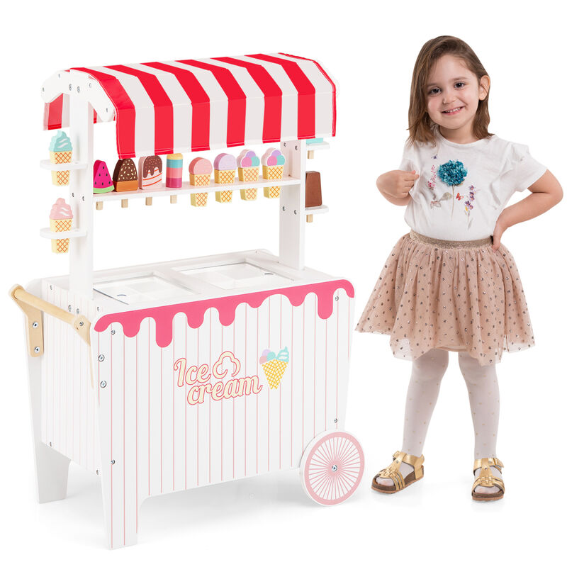 Kids Ice Cream Stand Cart with Display Rack and Toy Accessories image number 3