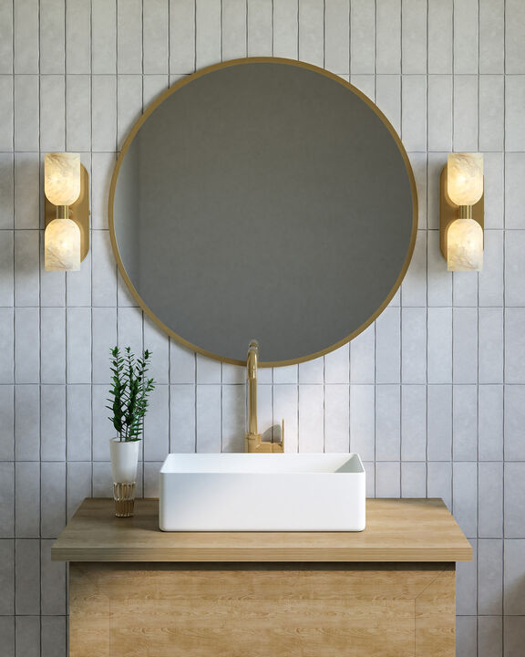 Lucian 11-in Alabaster 2 Lights Damp-Rated Wall/Vanity Light