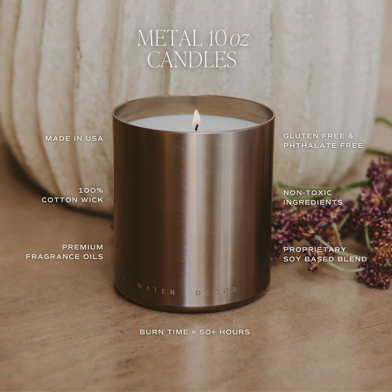 Sweet Water Decor Hello Fall 10 oz Soy Candle, Bronze Aluminum Metal Jar image number 5