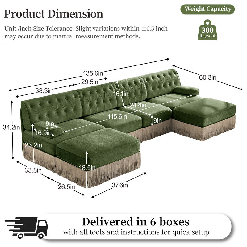 Nomdel 4-Seater with 2 Ottomans Sectional image number 7