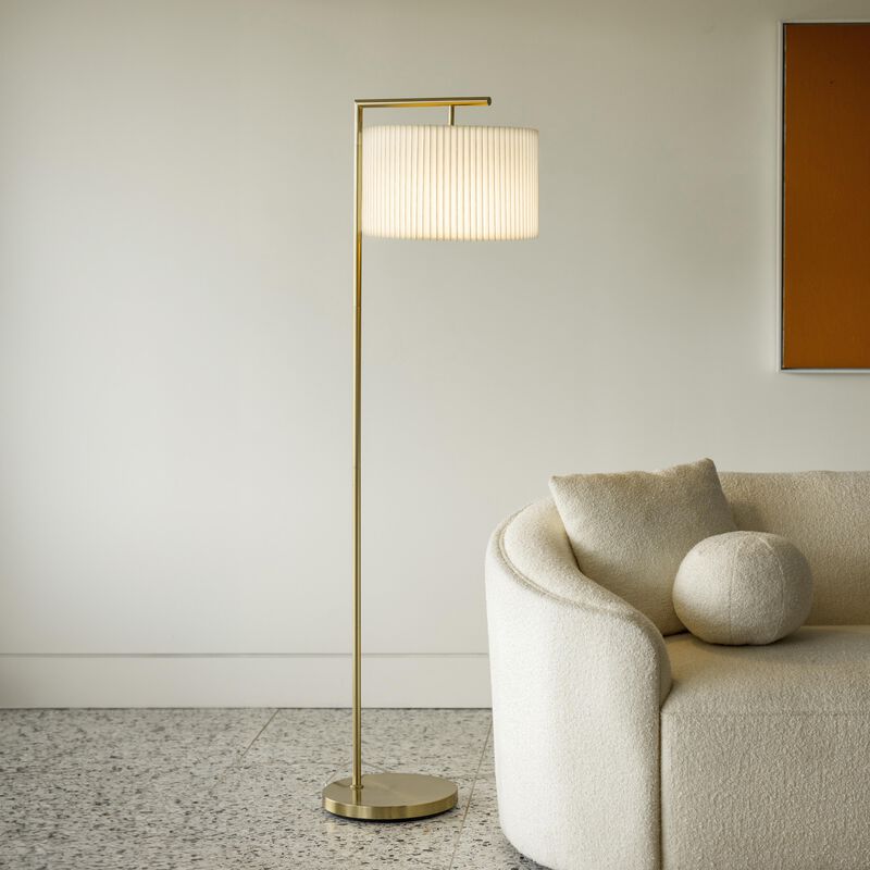 Montage Modern LED Floor Lamp - Pleated Shade in Brass