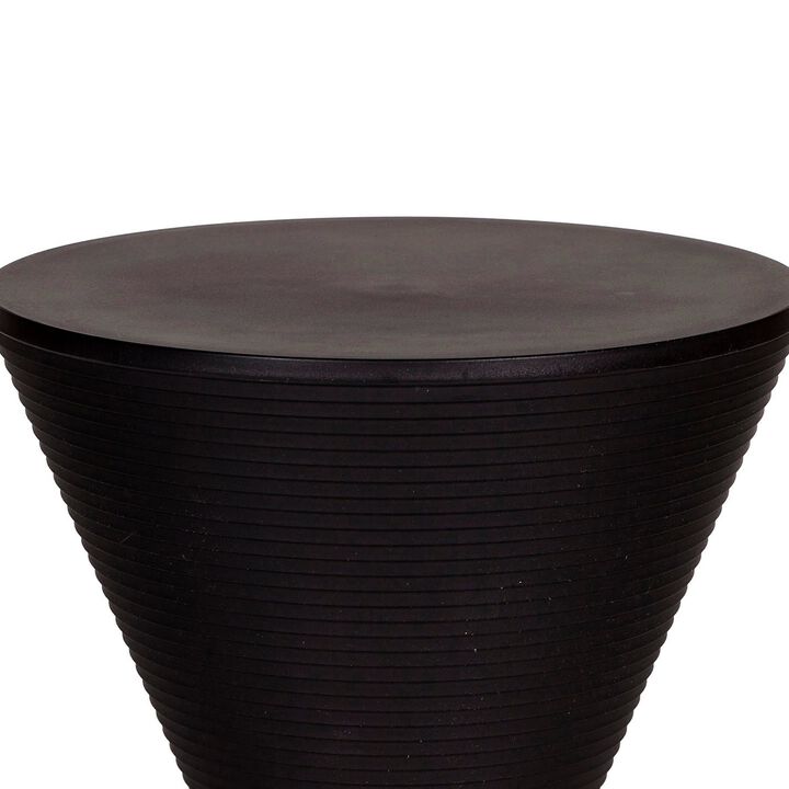 Hillary 17 Inch Side Table, Indoor Outdoor, Hourglass Shape, Black Finish
