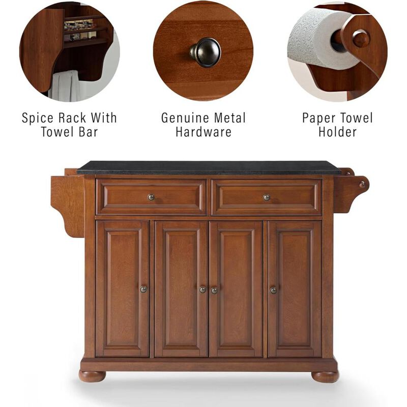 Alexandria Granite Top Full Size Kitchen Island/Cart