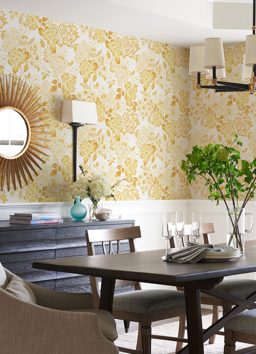 Irina Yellow Floral Blooms Wallpaper
