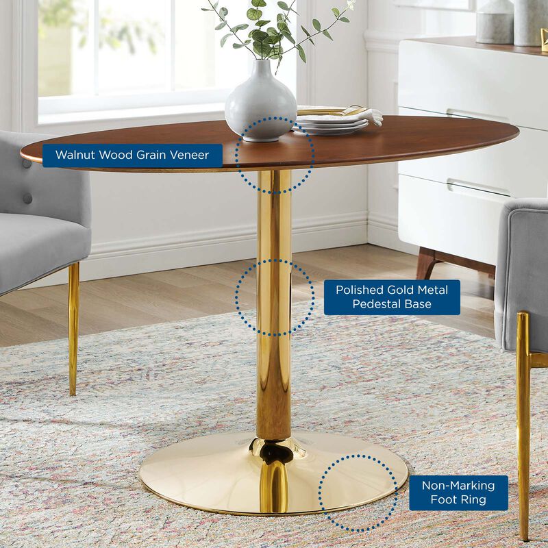 Modway - Verne 48" Oval Dining Table Gold Walnut
