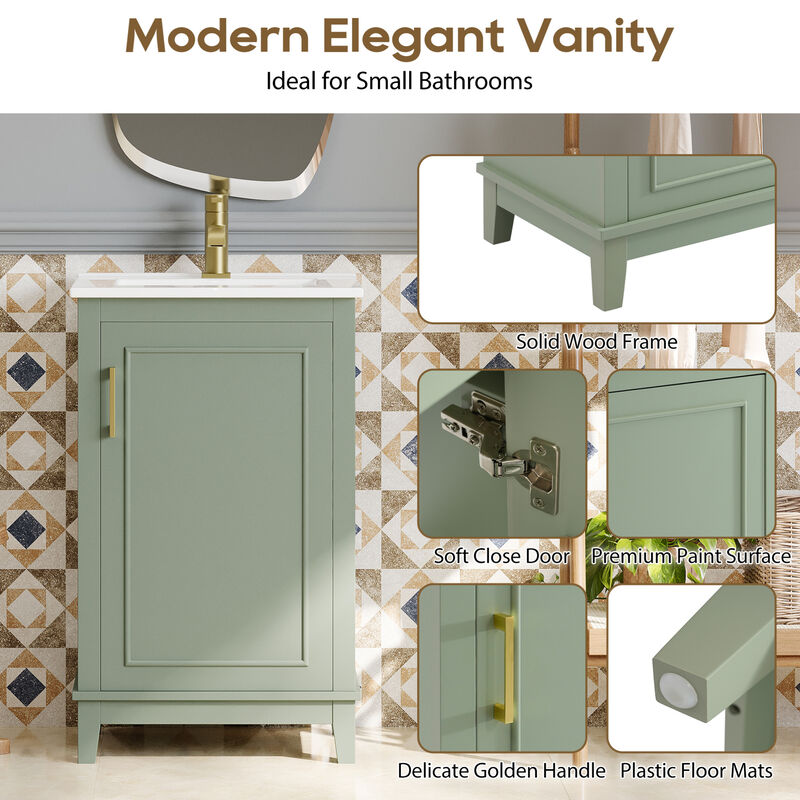 ELEMENT ACE Modern Compact Bathroom Vanity Cabinet with Ceramic Basin and Ample Storage Space image number 5