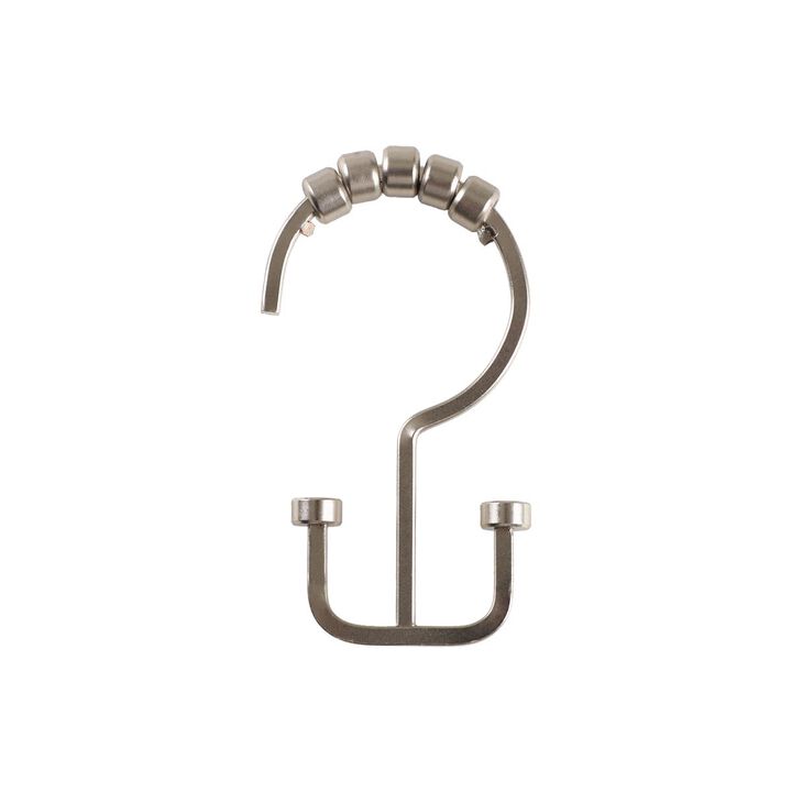 Utopia Alley  Deco Flat Double Roller Shower Curtain Hooks Brushed Nickel