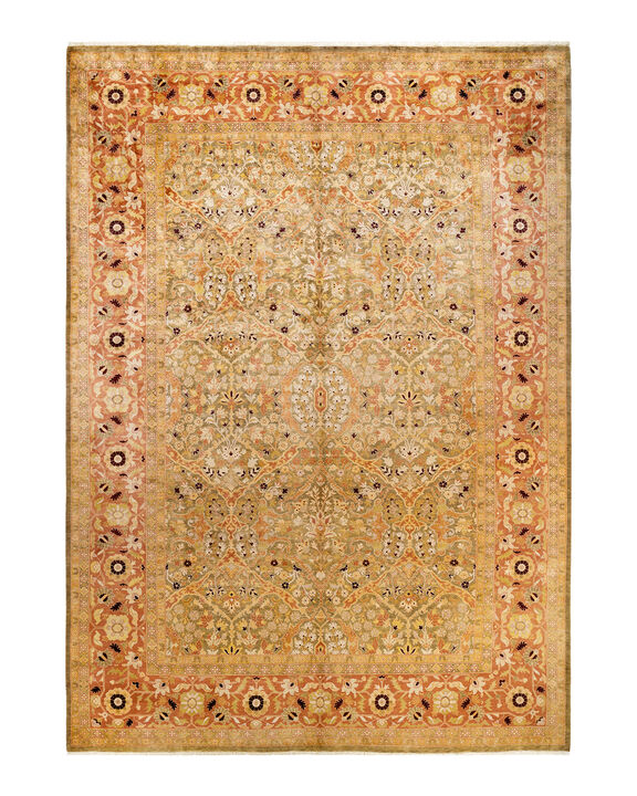 Eclectic, One-of-a-Kind Hand-Knotted Area Rug  - Green,  10' 1" x 14' 4"