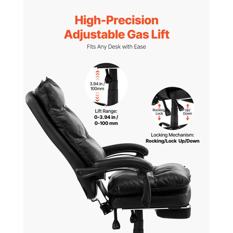 Executive Office Chair With Footrest With High Back Office Chair With Lumbar Pillow