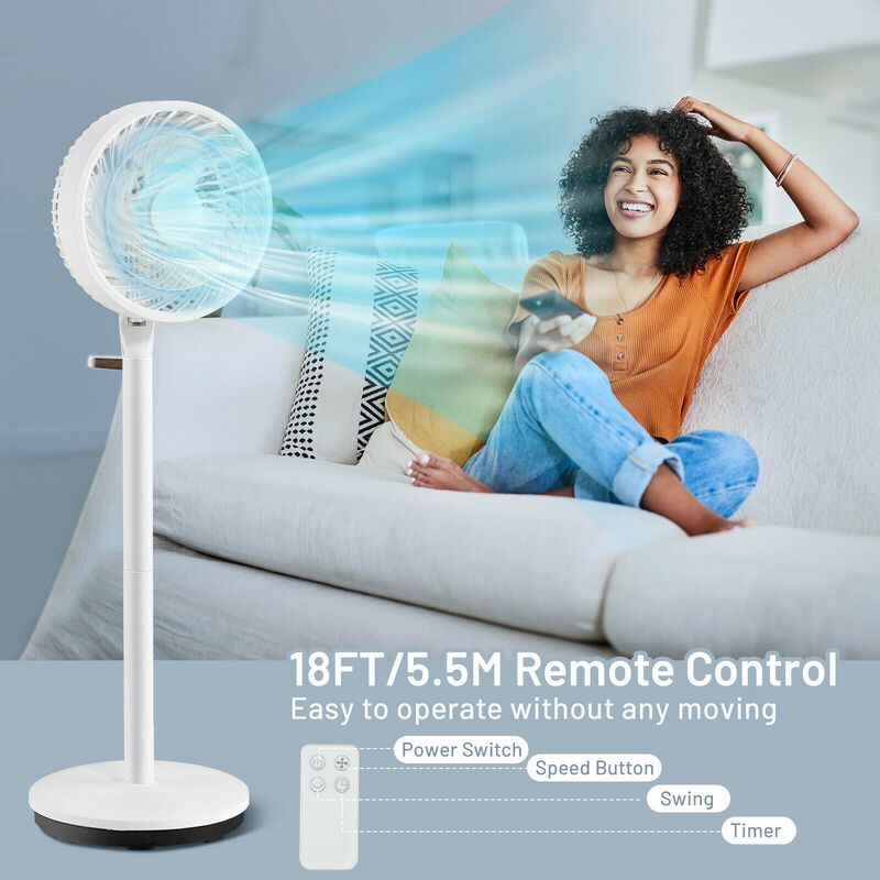 Portable Oscillating Pedestal Floor Fan with Adjustable Heights and Speeds