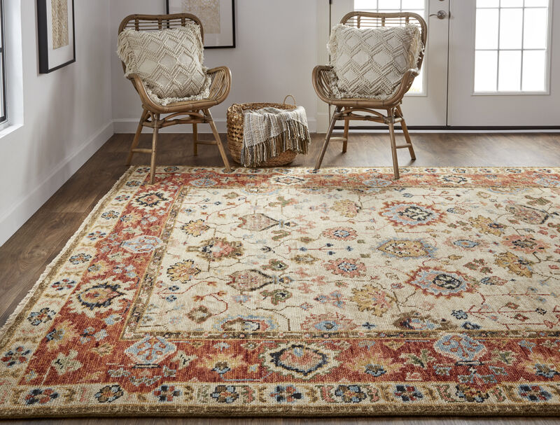 Carrington 6805F Ivory/Red/Blue 2' x 3' Rug