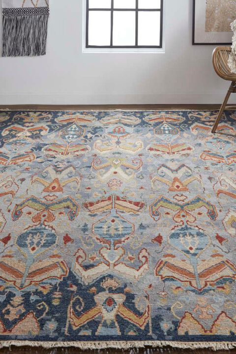Leylan 0563F Blue/Multi 2'6" x 12' Runner Rug