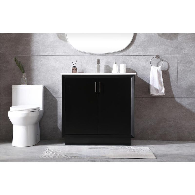 Elegant Kitchen and Bath 36 Inch SIngle Bathroom Vanity In Black