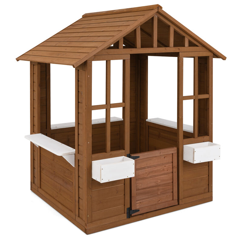 Interactive Outdoor Playhouse for Toddlers &ndash; Entry Door + Twin Service Counters