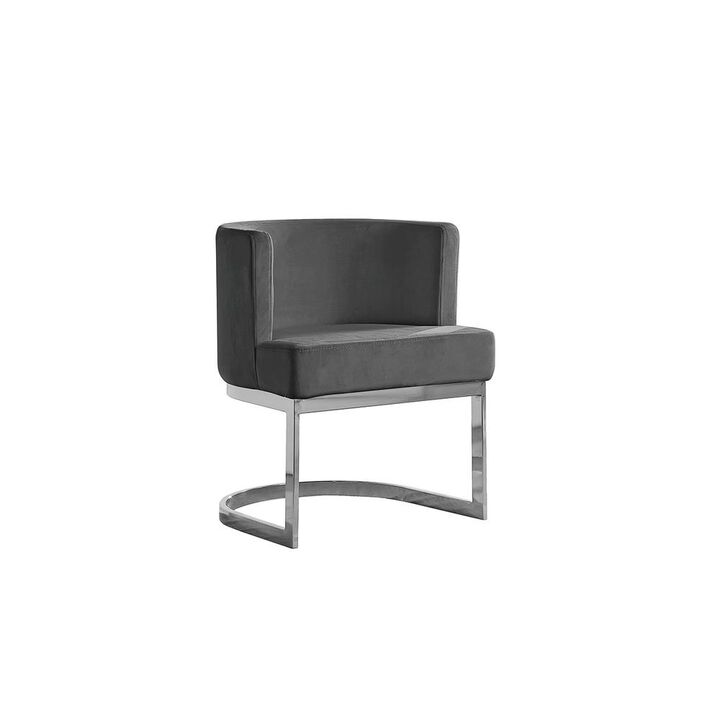 Best Quality Furniture Dark Grey Velvet Side Chair With Silver, Chrome Base - Single