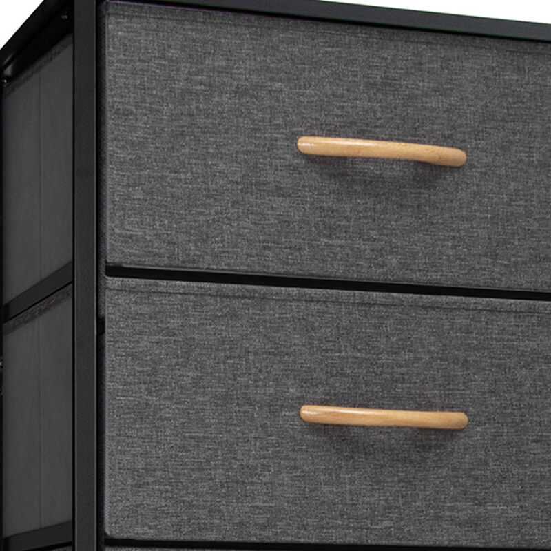 HomeRoots Set Of Six 18" Black And Gray Fabric and Steel Six Drawer Dresser image number 3