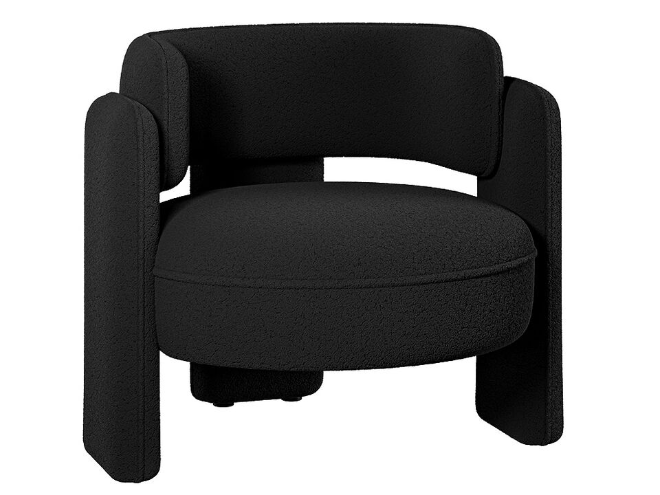 BELLEZE Modern Sherpa Accent Chair, Sherpa Boucle Chair Barrel Accent Chair Comfy Round Upholstered Armchair Side Corner Chair for Living Room, Bedrooms, Office, Reading Nook - Quinton (Black)
