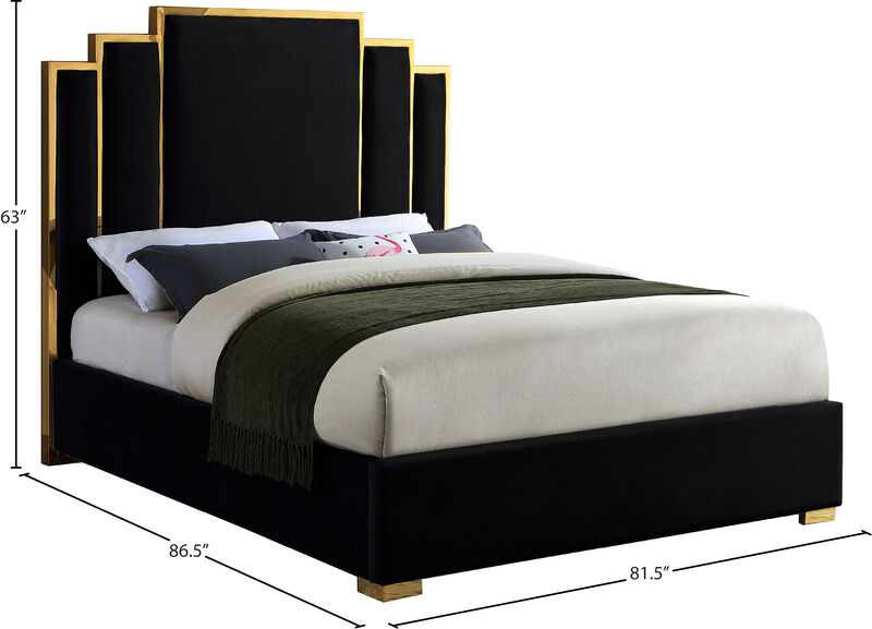 Meridian Furniture Hugo Black Velvet King Bed