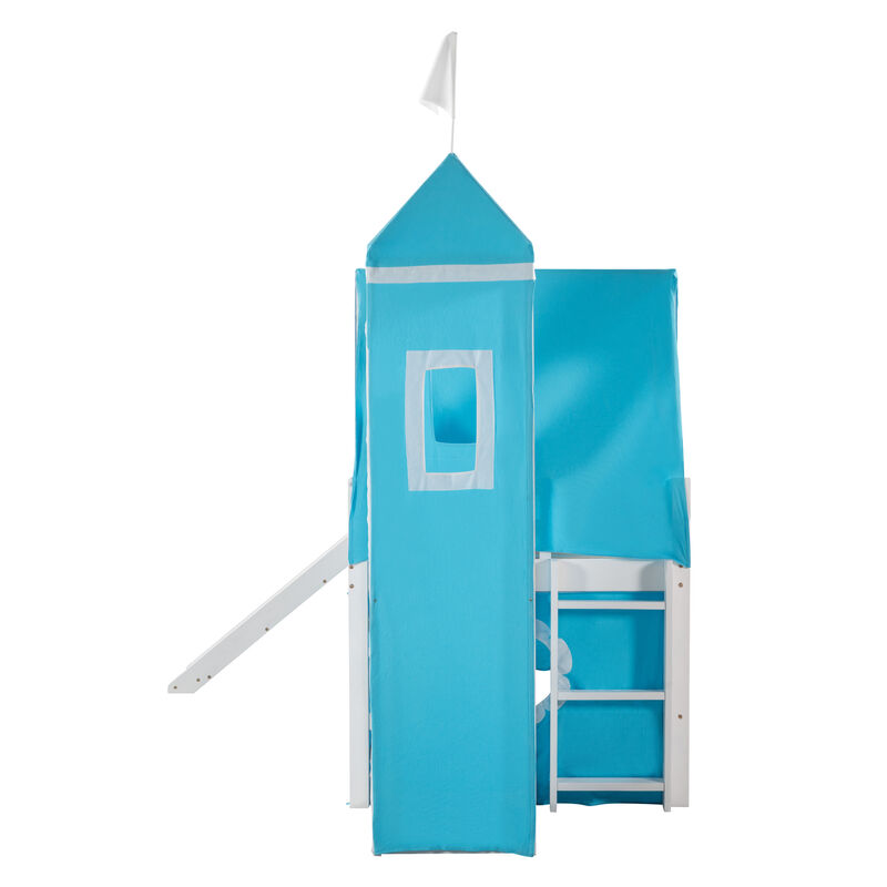 Merax Castle Loft Bed with Slide and Tent