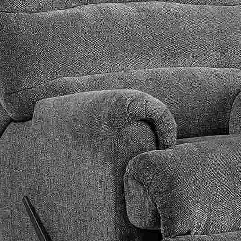 Manual Rocker Recliner with Fabric and Pull Lever, Gray-Benzara image number 3