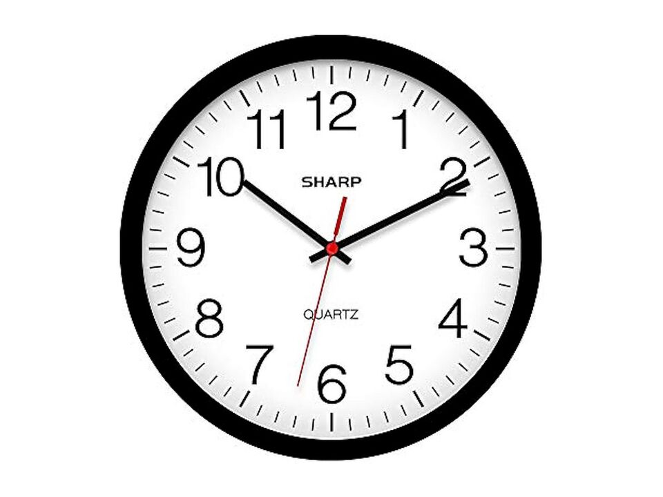 Sharp Black Sweep Wall Clock 12 Inch Silent Non Ticking Easy Read Kitchen Decor