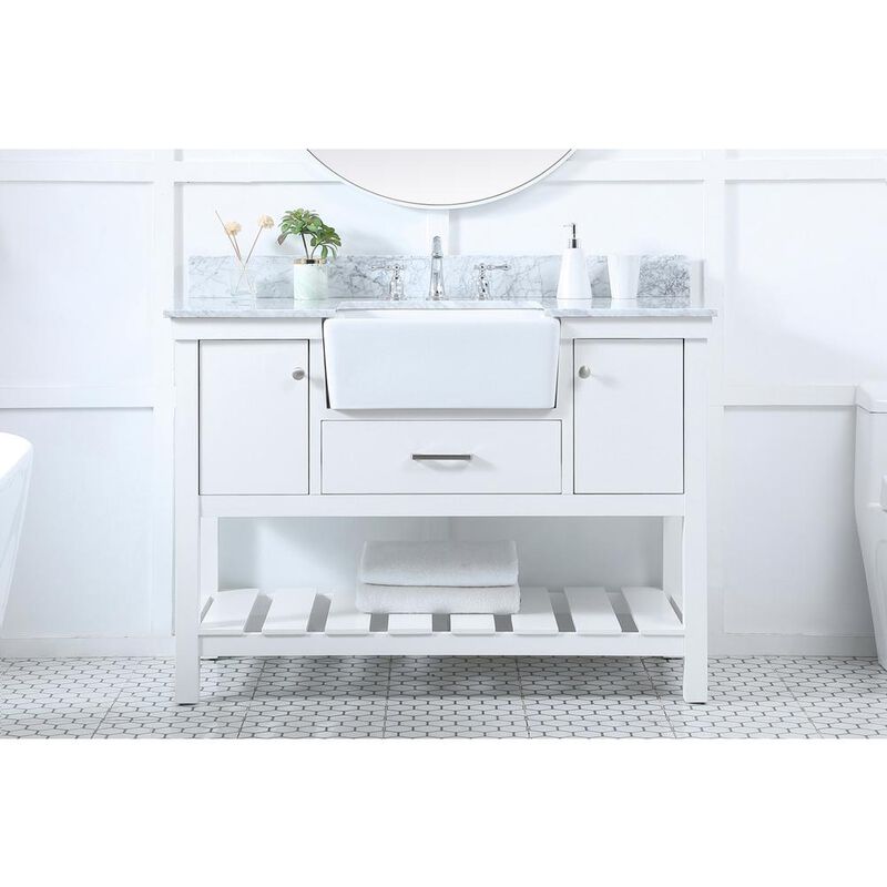 Elegant Kitchen and Bath 48 inch Single bathroom vanity in white with backsplash