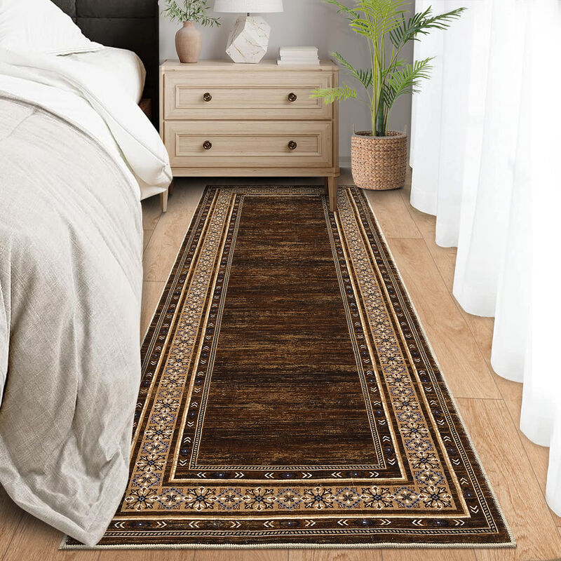2x6 FT Modern Washable Runner Rug Non Slip Bordered Solid Area Rugs Washable Kitchen Mats Bedside Rug image number 1