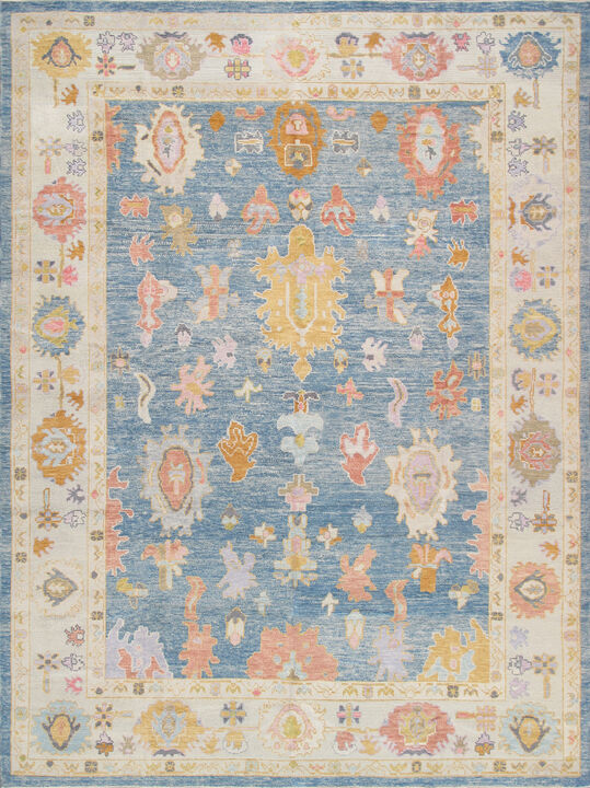 Pasargad Home Oushak Hand-Knotted Wool Area Rug- 9'10" X 13' 1"