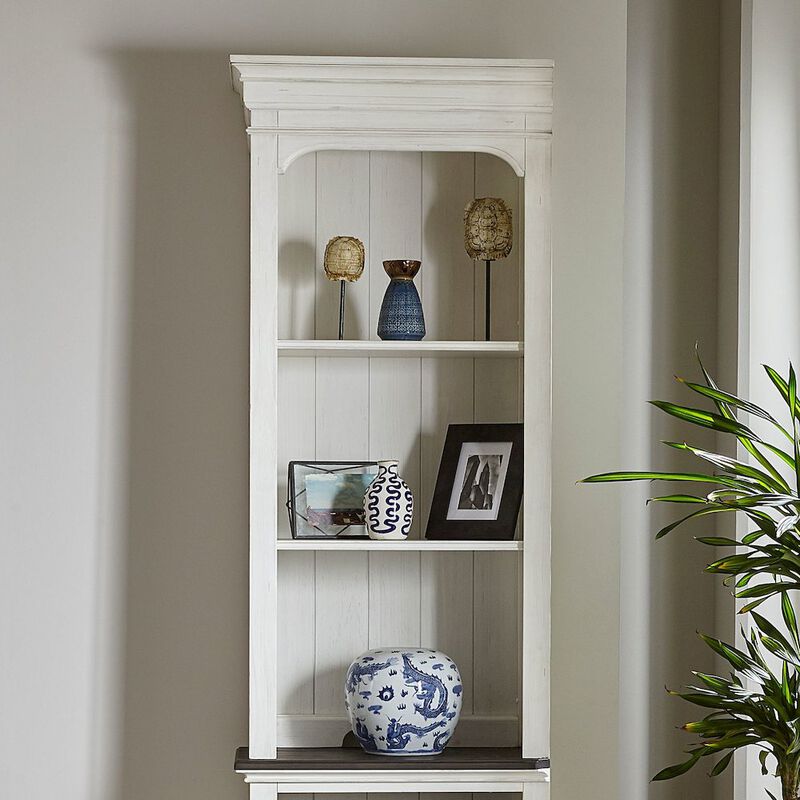 Liberty Furniture Entertainment Center with Piers - Wirebrushed White with Charcoal Tops image number 3