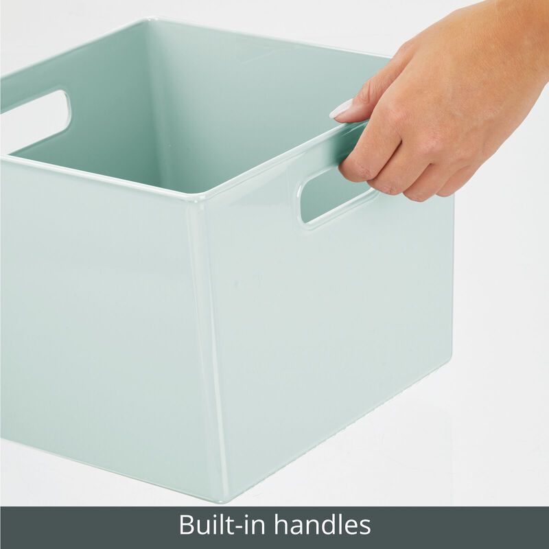mDesign Plastic Deep Home Storage Organizer Basket Bin, Handles, 4 Pack, Gray image number 6