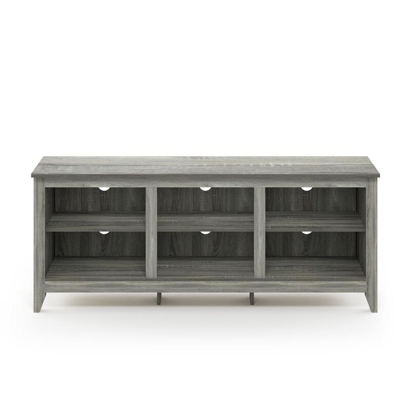 Furinno Jensen TV Stand with Shelves, for TV up to 60 Inch, French Oak Grey