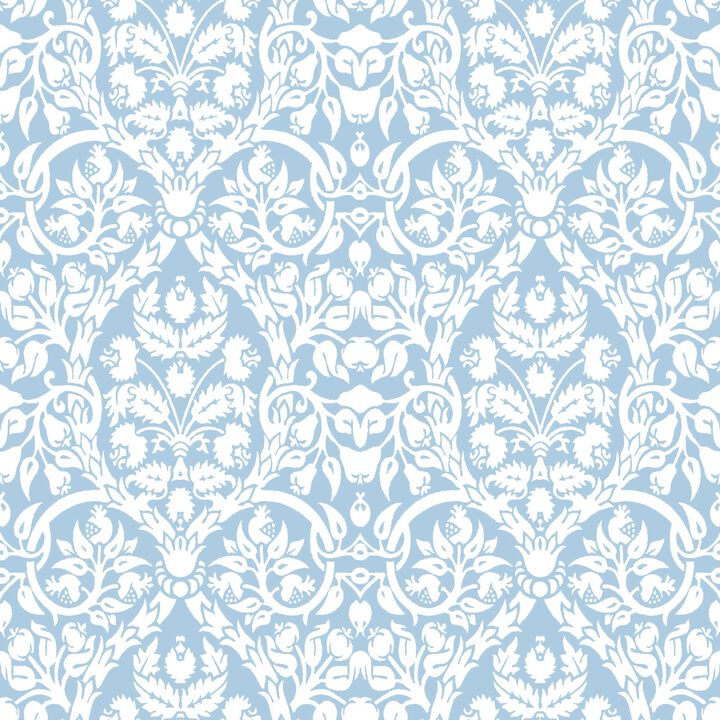 Blooming Garden Damask Blue Wallpaper 8349