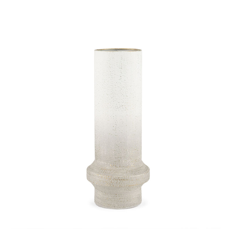 HomeRoots 16" Off White And Gold Metal Cylinder Table Vase image number 2